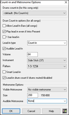 Count-in and Metronome Options dialog